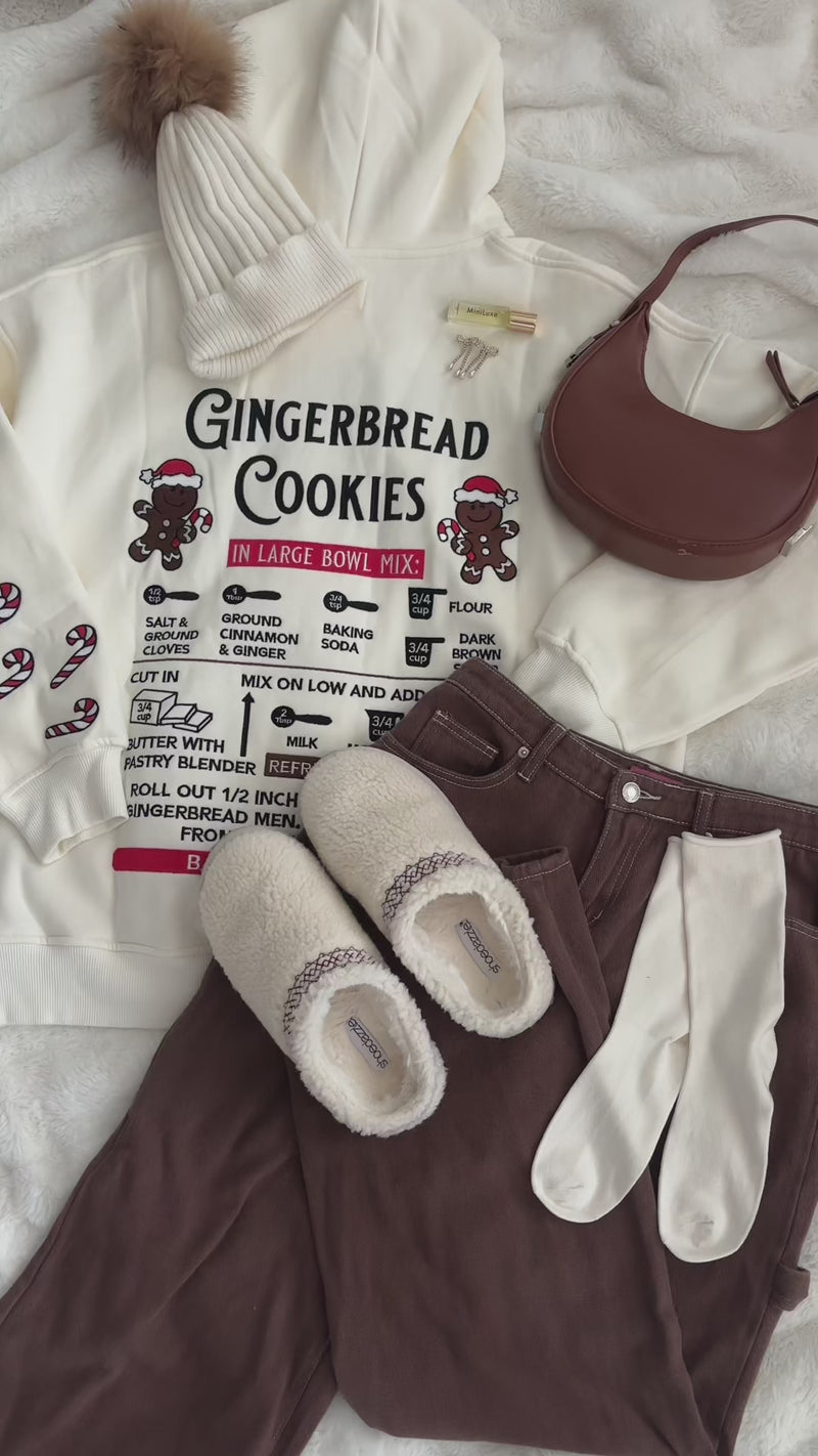 Ivory Gingerbread Recipe Christmas Embroider Hoodie
