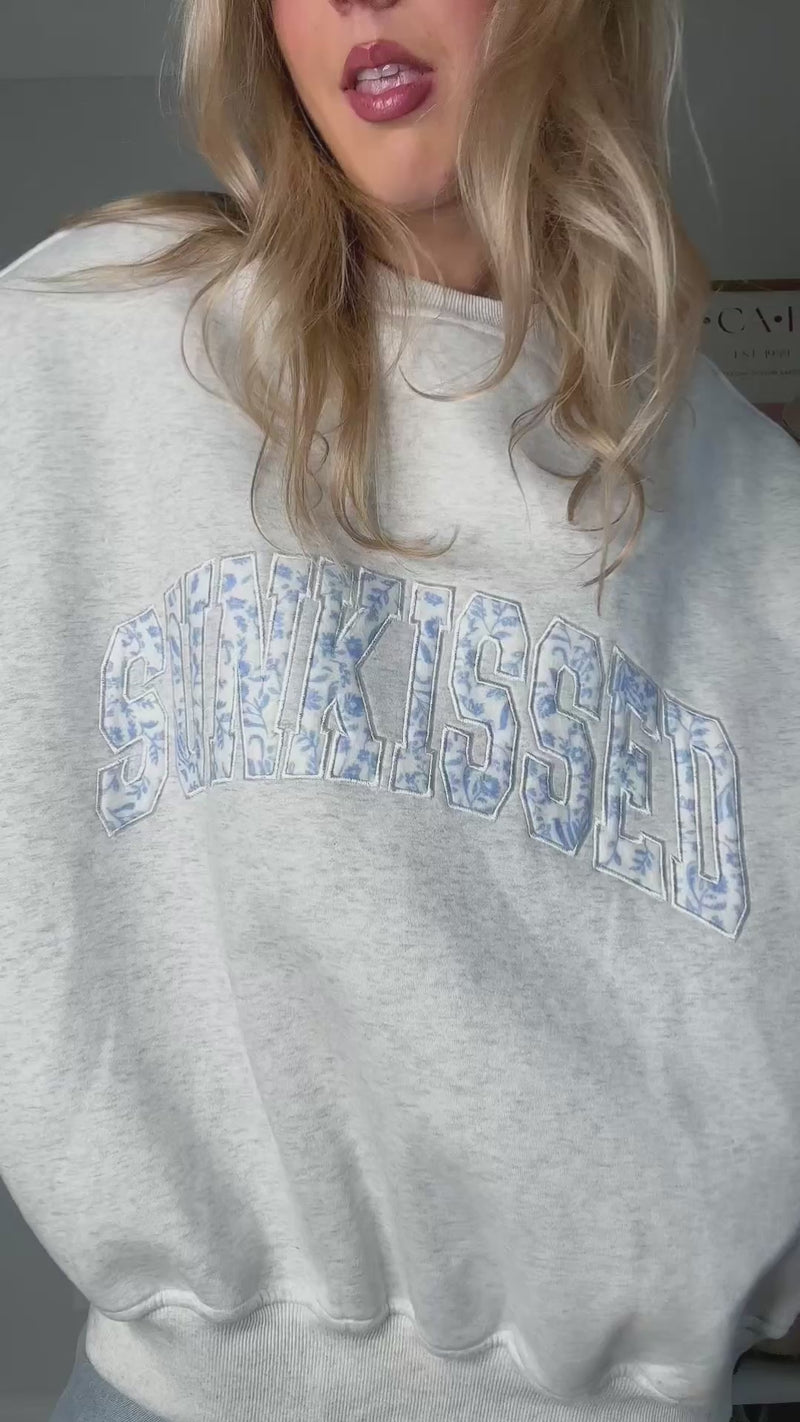 Pearl Grey Floral Sunkissed Embroider Sweatshirt