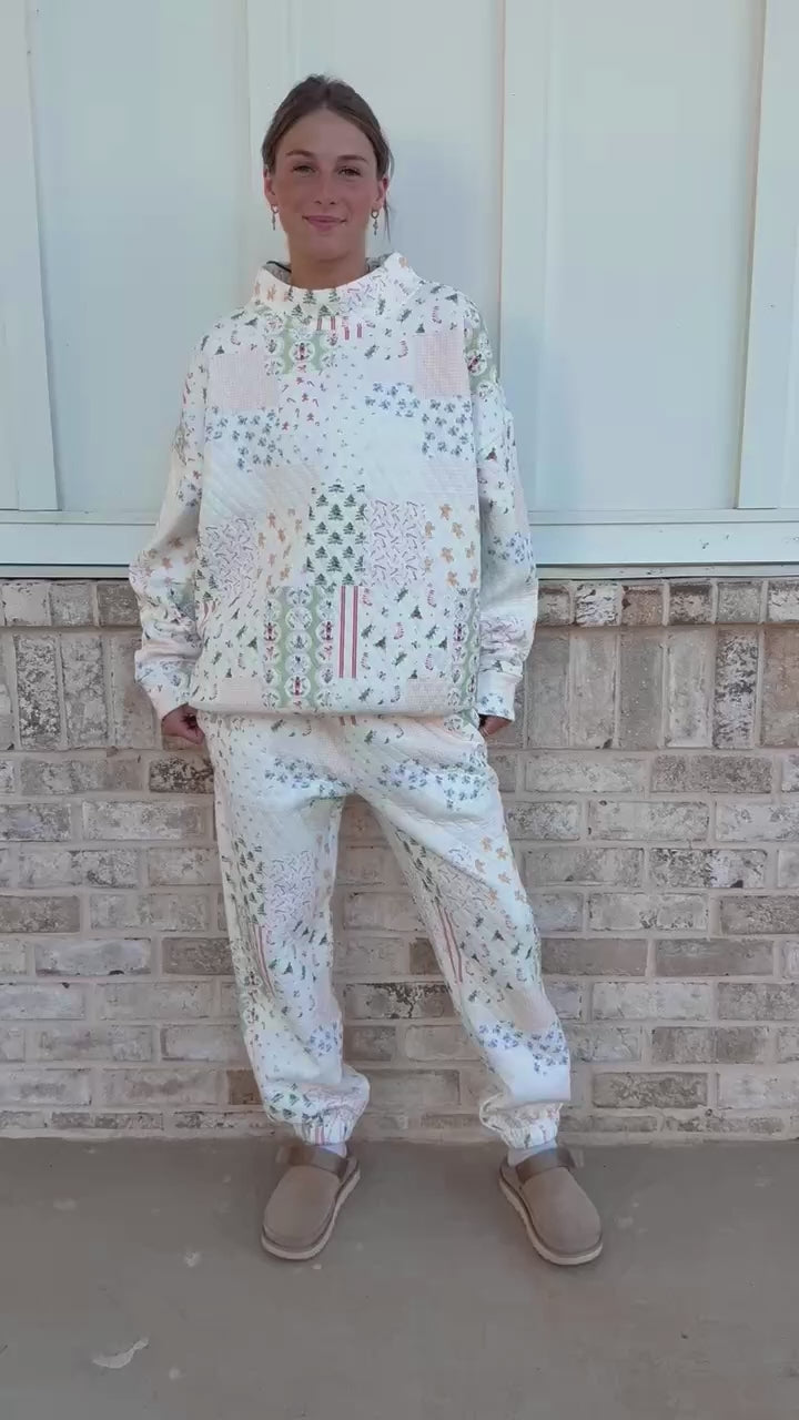 video of model wearing quilted set