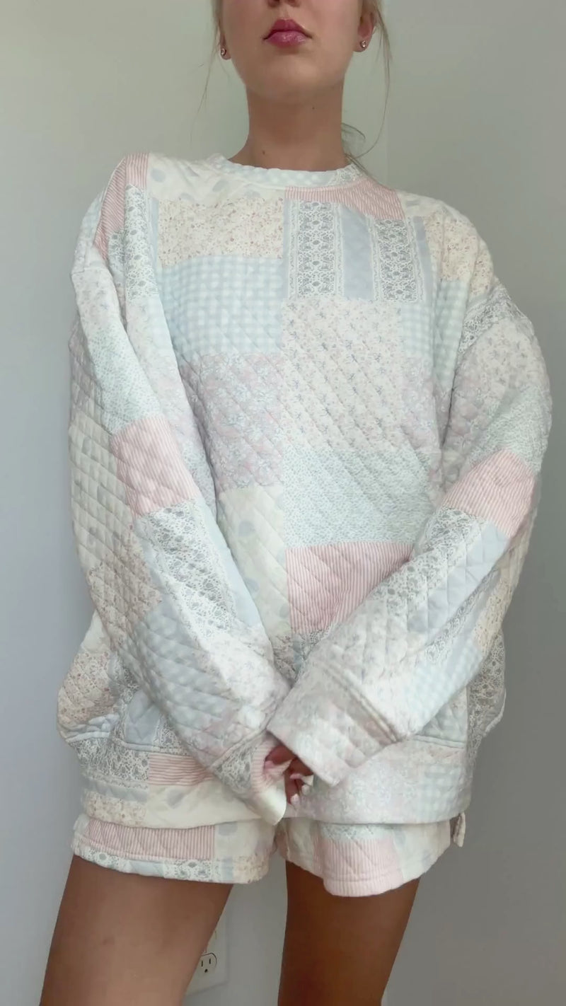 Shades Of Blue Quilted Pastel Sweatshirt