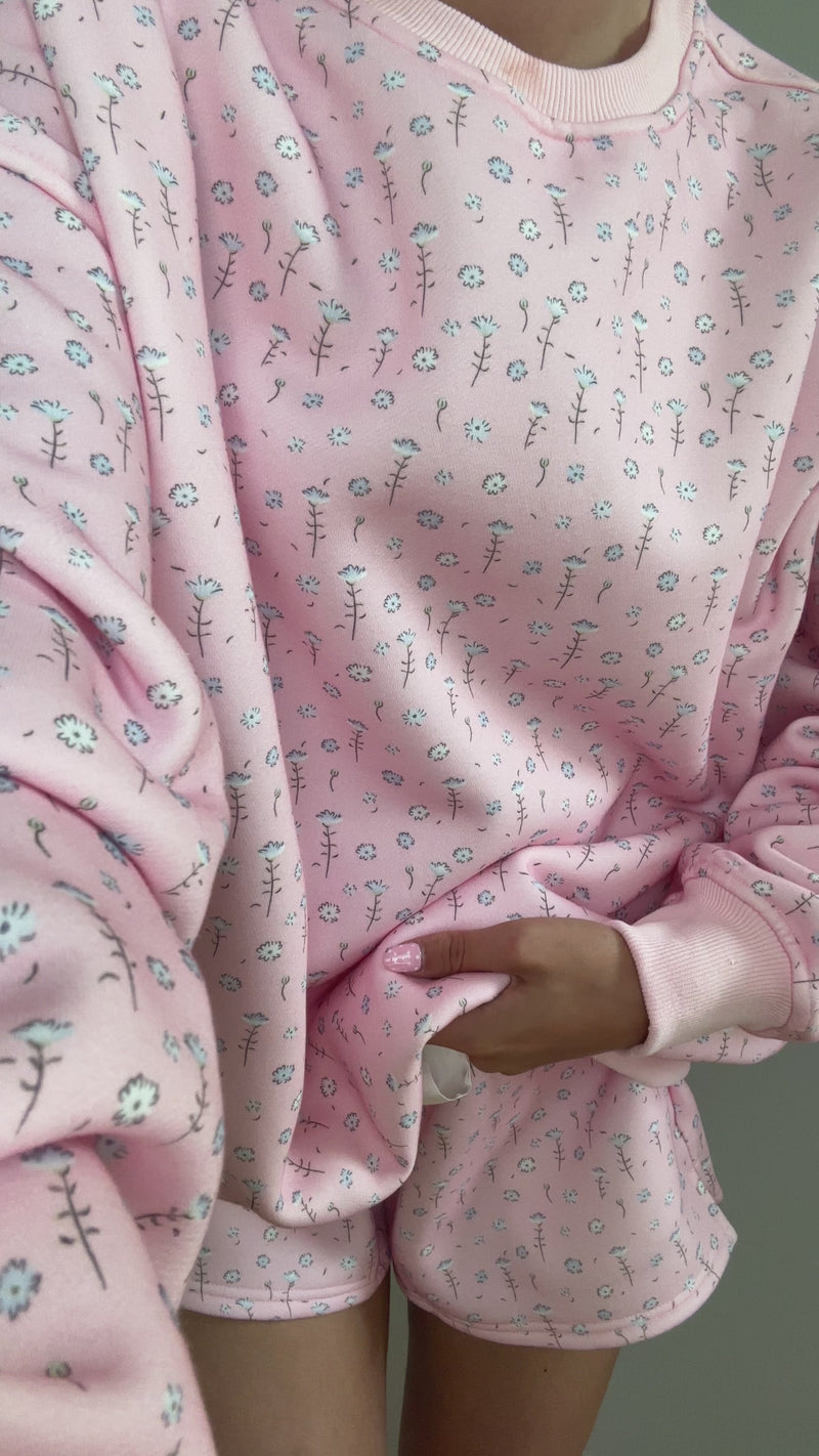 Light Pink Ditsy Blue Floral Sweatshirt