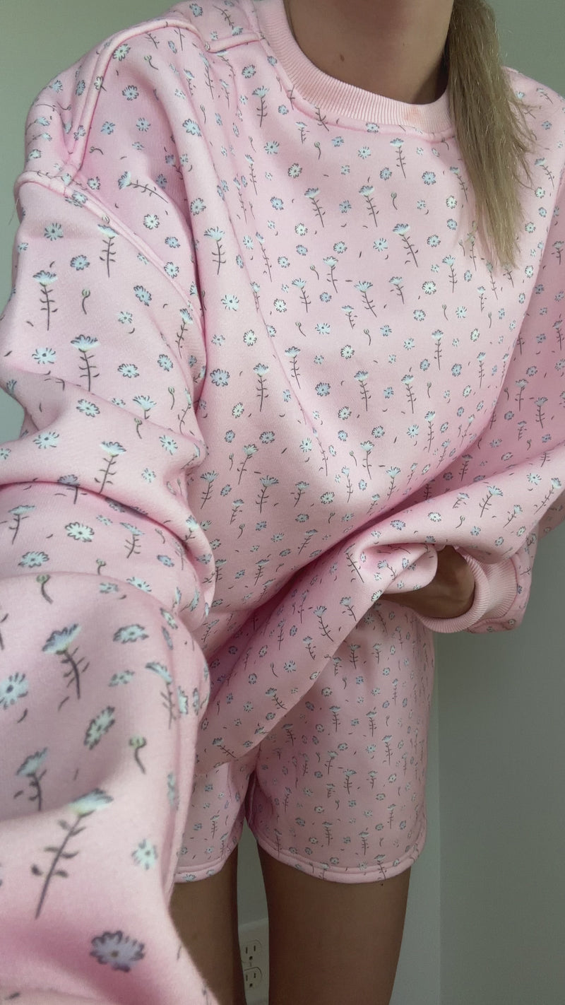 Light Pink Ditsy Blue Floral Sweatshirt