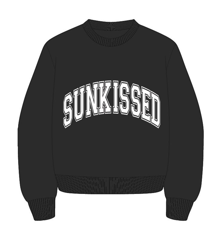 Black Sunkissed Varsity Embroider Sweatshirt