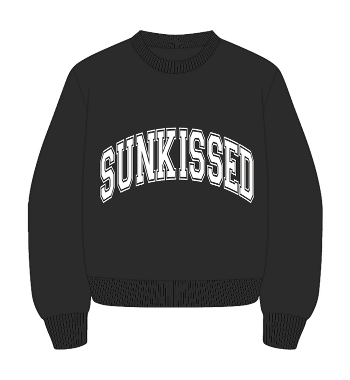 Black Sunkissed Varsity Embroider Sweatshirt
