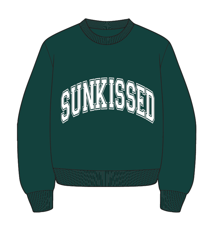 Winter Green Sunkissed Varsity Embroider Sweatshirt