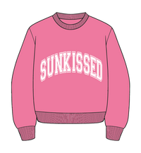 Hibiscus Pink Sunkissed Varsity Embroider Sweatshirt