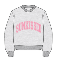 Pearl Grey with Pink Thread Sunkissed Varsity Embroider Sweatshirt