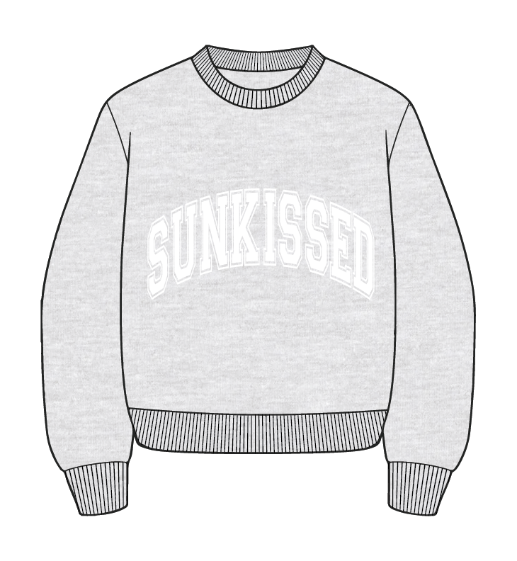 Pearl Grey and White Thread Sunkissed Varsity Embroider Sweatshirt