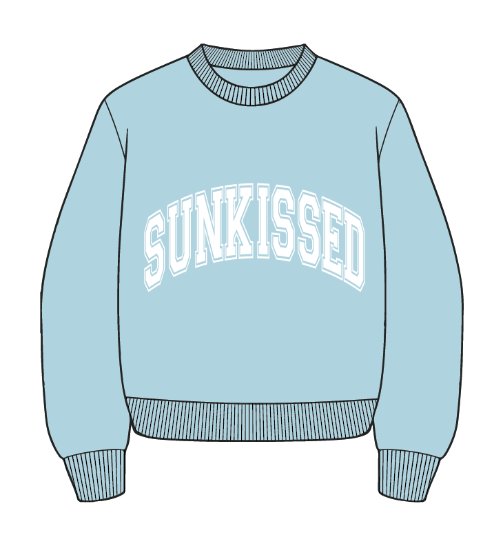 Icy Blue Sunkissed Varsity Embroider Sweatshirt