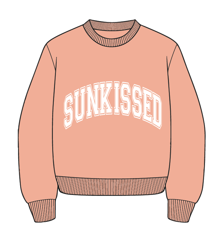 Sherbet Orange Varsity Embroider Sweatshirt