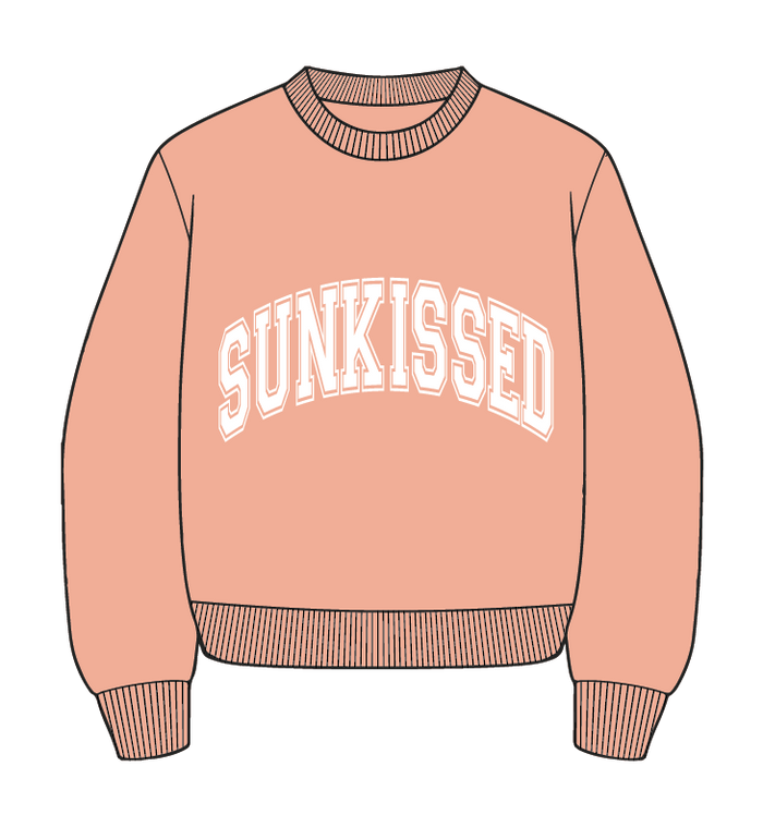 Sherbet Orange Varsity Embroider Sweatshirt