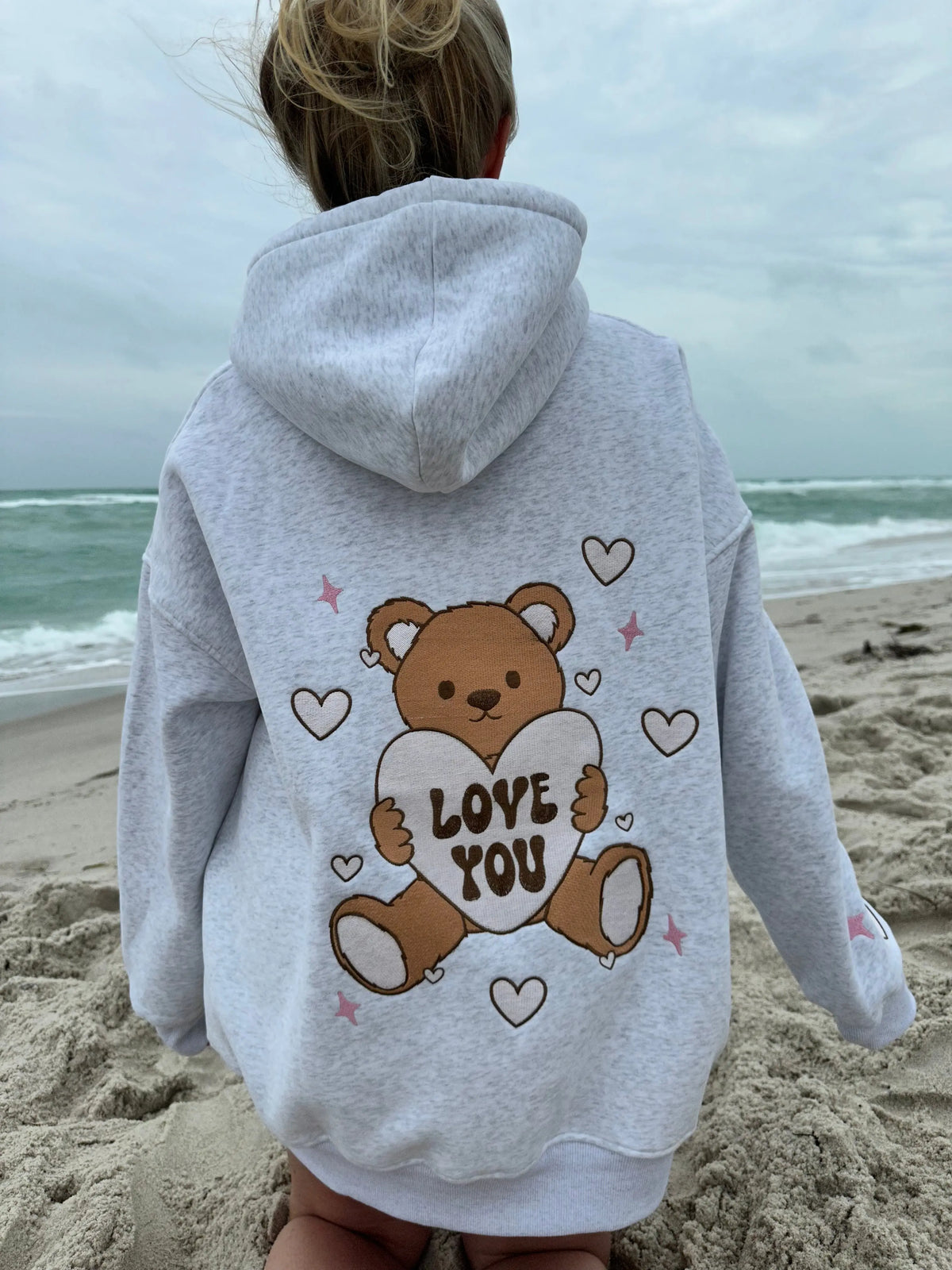 Teddy Bear Embroider Valentines Day Hoodie