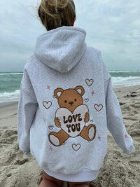 Teddy Bear Embroider Valentines Day Hoodie