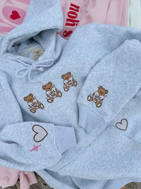 Teddy Bear Embroider Valentines Day Hoodie