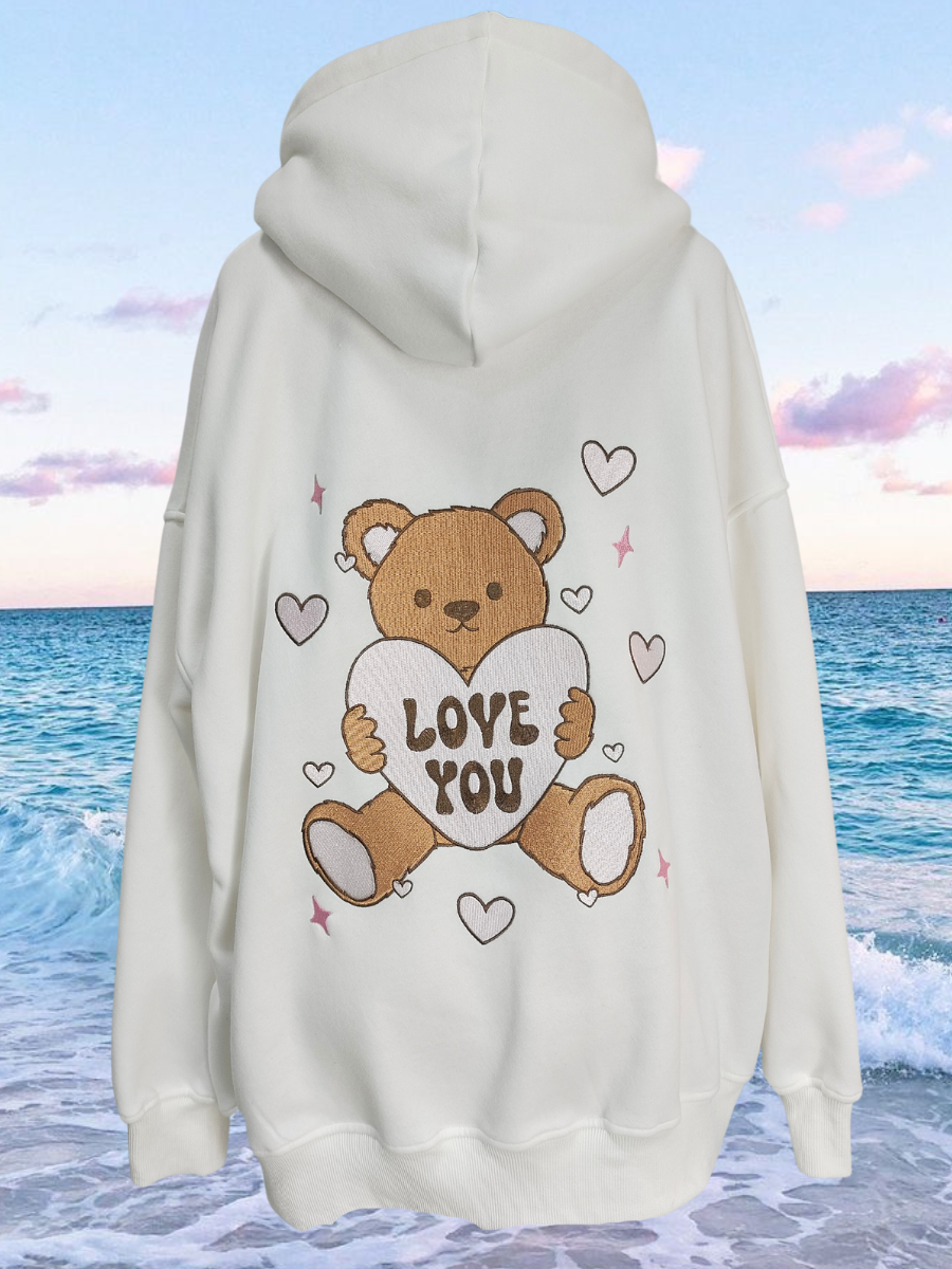 Teddy Bear Embroider Hoodie – Sunkissedcoconut