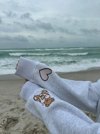 Pearl Grey Teddy Bear Embroider Sweatshirt