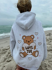 Teddy Bear Embroider Valentines Day Hoodie