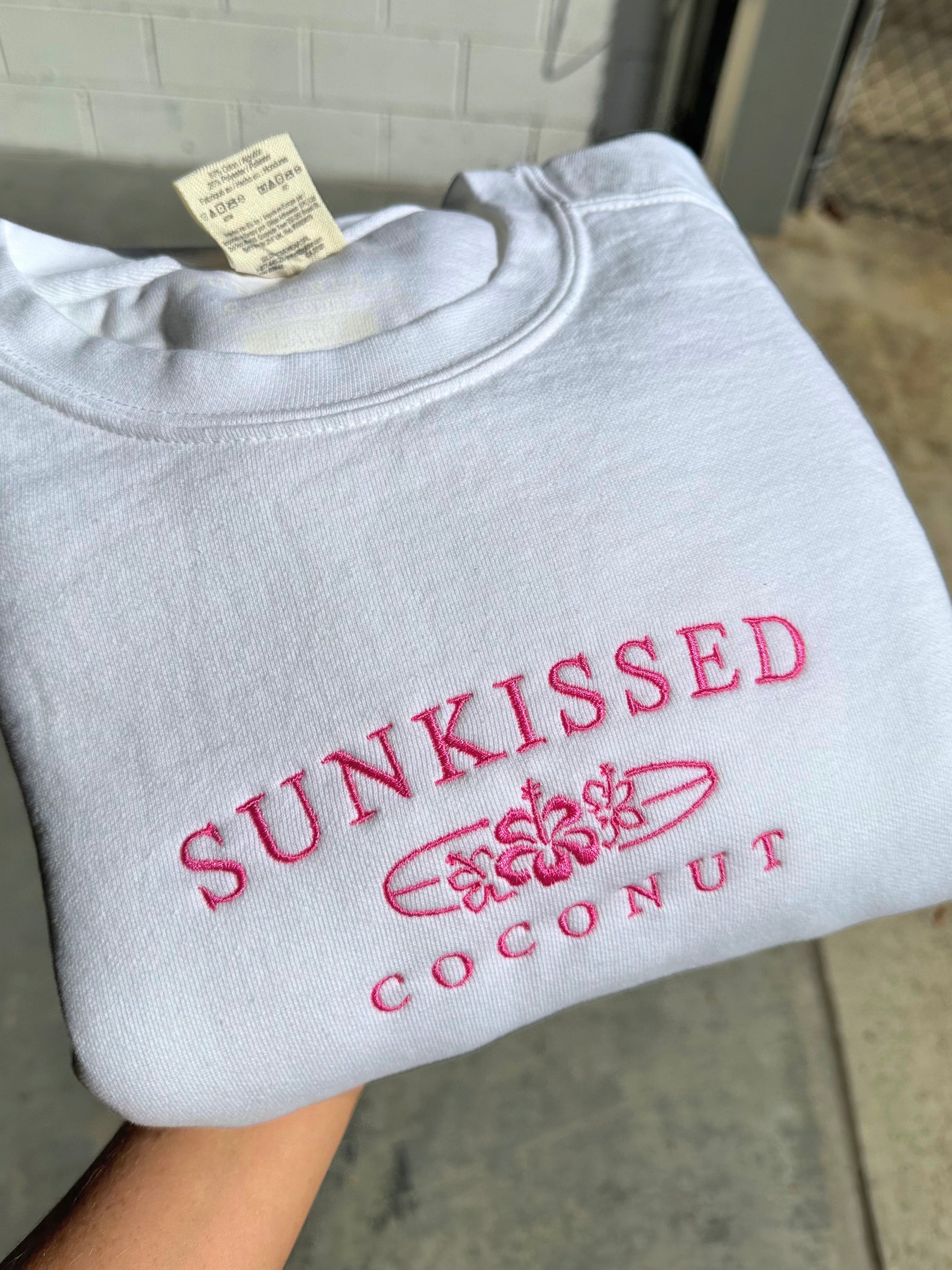 Embroider Pink Sunkissedcoconut Sweatshirt - Sunkissedcoconut
