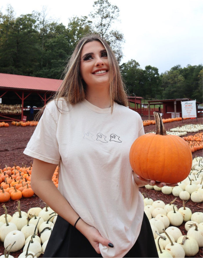3 Ghost Embroider Tee - Sunkissedcoconut