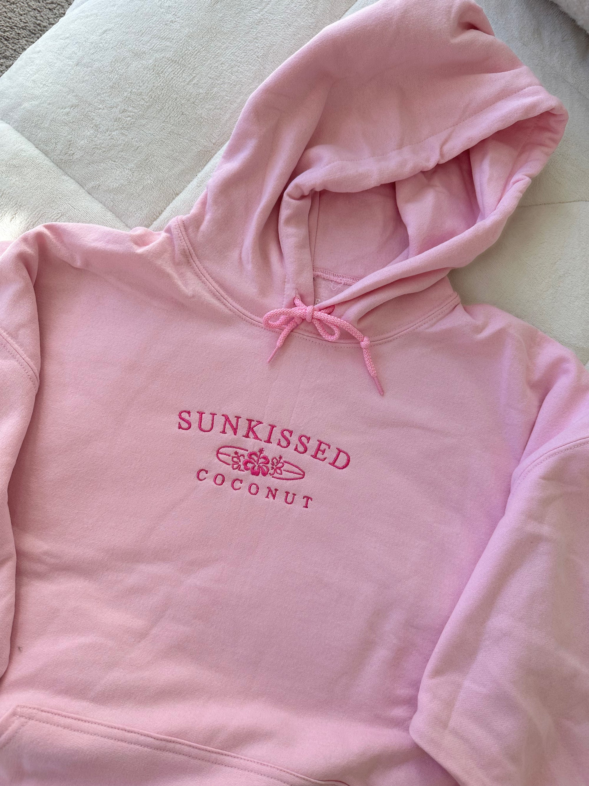 Light Pink Embroider Sunkissedcoconut Hoodie