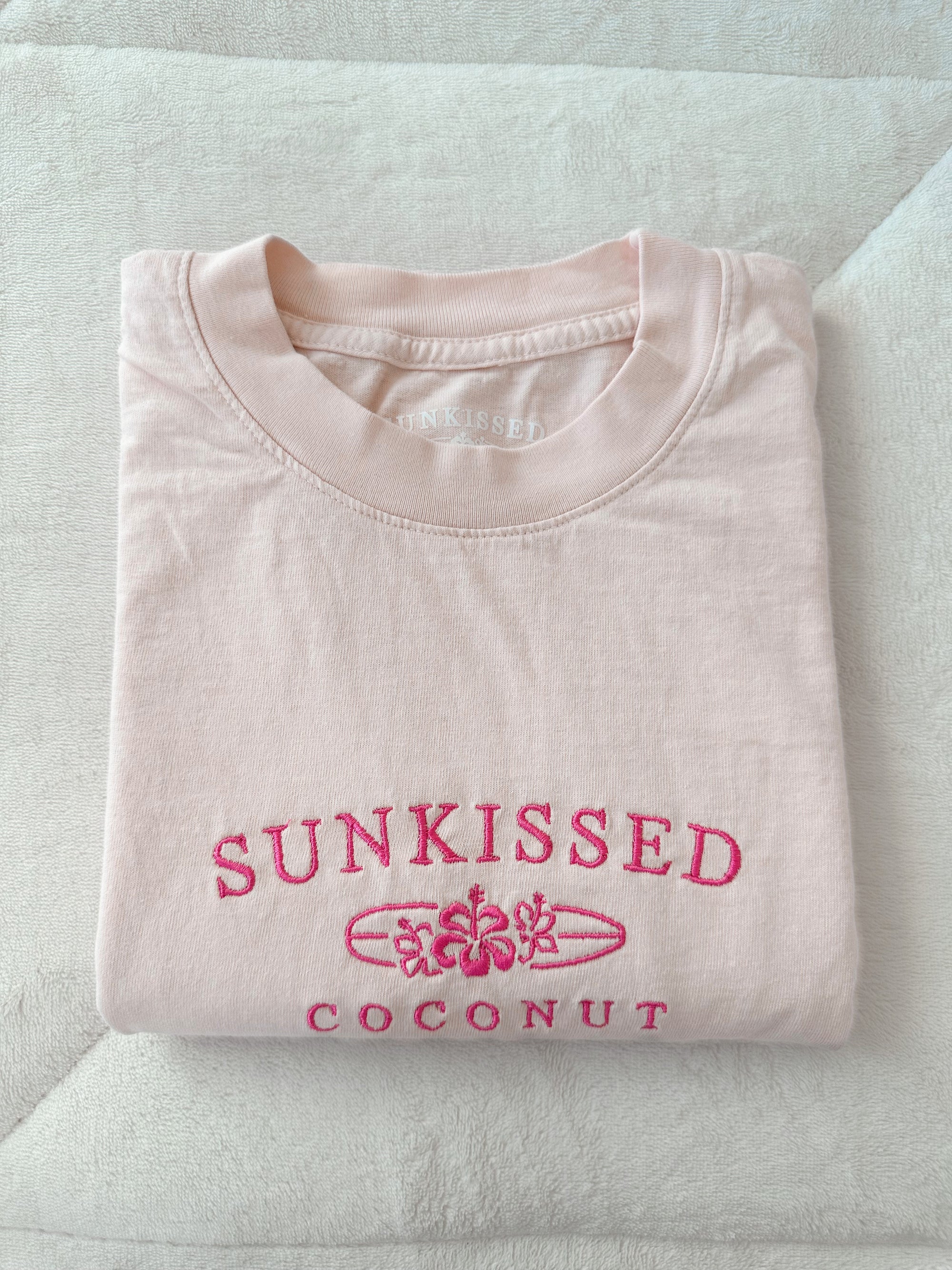 Light Pink Embroider Sunkissedcoconut Tee - Sunkissedcoconut