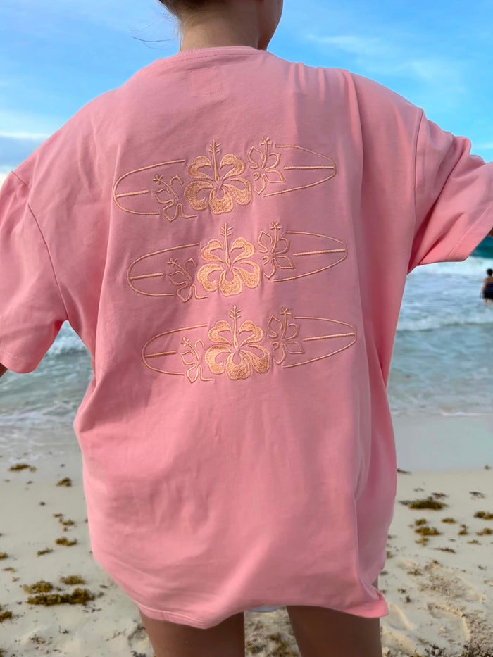 SURFBOARD EMBROIDER TEE - Sunkissedcoconut
