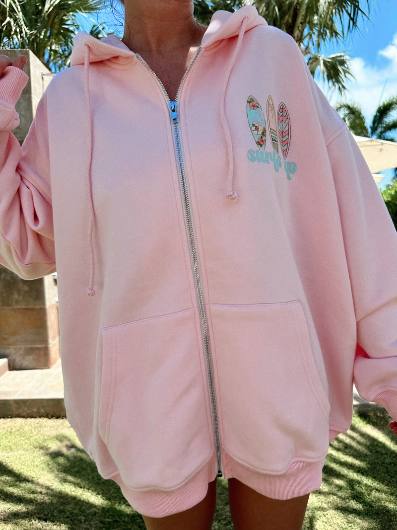 SURFS UP ZIP-UP HOODIE - Sunkissedcoconut