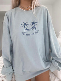 Chill Out and Hang Loose Corduroy Crewneck - Sunkissedcoconut