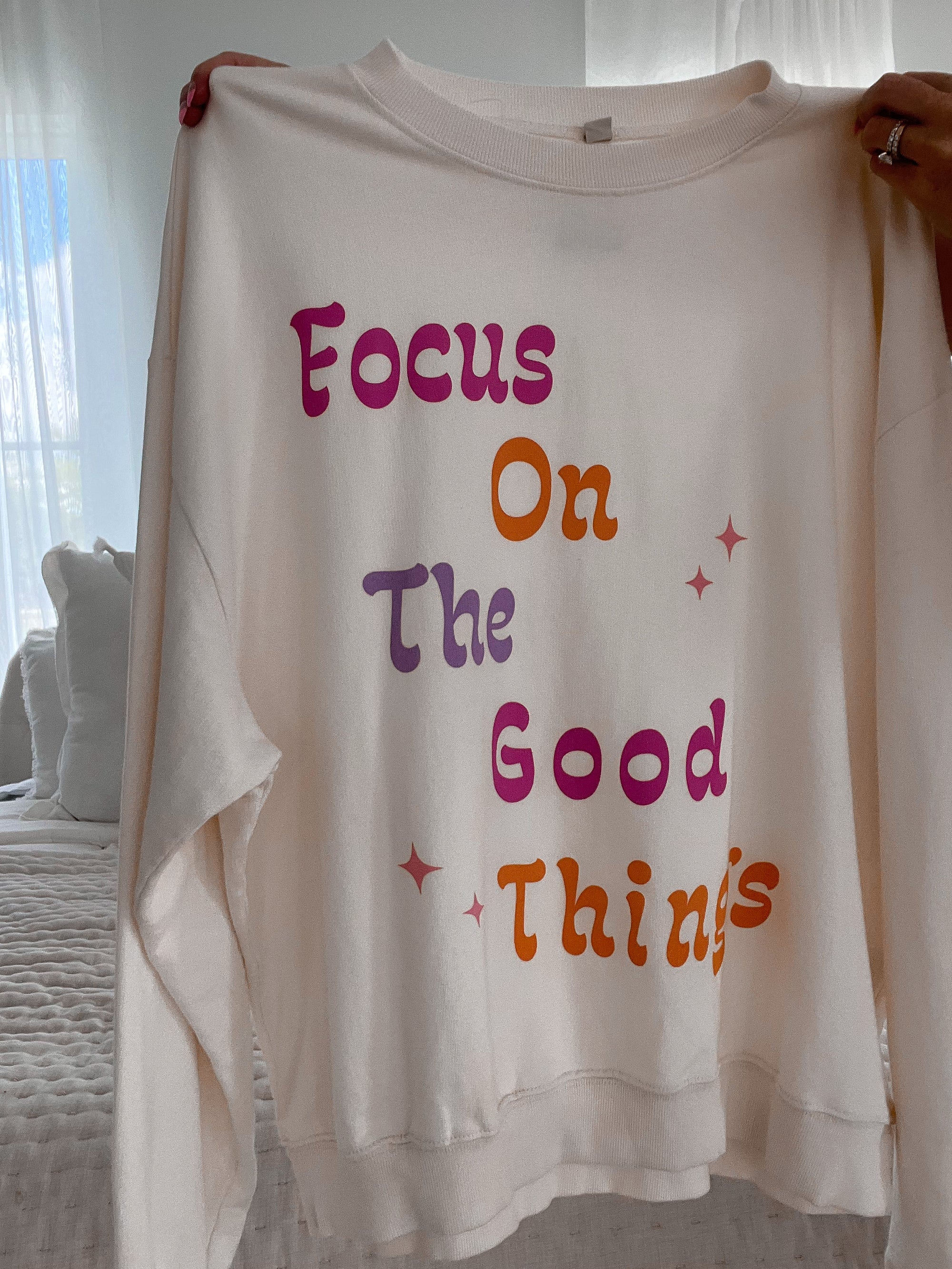Focus On The Good Lightweight Sweatshirt - Sunkissedcoconut
