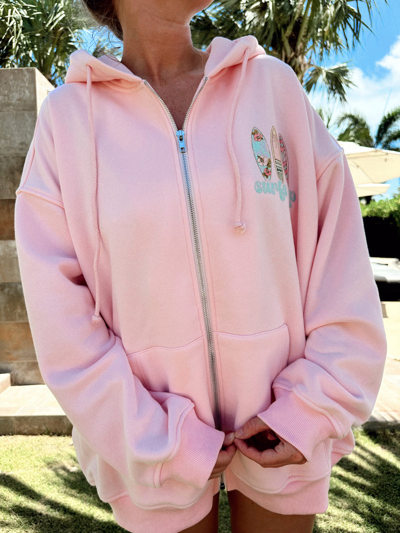 SURFS UP ZIP-UP HOODIE - Sunkissedcoconut